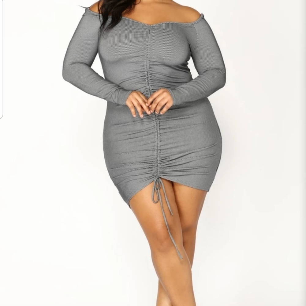 Charcoal mini ruched dress